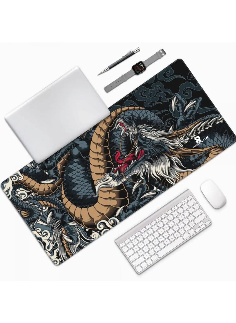 Rock Pow - Japanese Dragon Large Gaming Mousepad Keyboard Gamer Mouse Pad on The Table Speed Desk Mat Anime 800 * 300 * 3mm Mouse Mats - Image 1