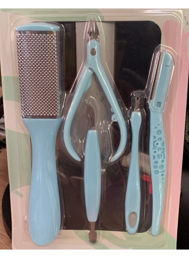 طقم عناية بالأظافر 4 في 1 للاستخدام المنزلي والصالونات – أداة قص الأظافر ومقبض إزالة الجلد الزائد ومبرد أظافر مزدوج الوجهين وبافر لتنعيم وصقل الأظافر – طقم مانيكير وباديكير احترافي للنساء للعناية بالأظافر وتقليمها وتشكيلها وتنعيمها والحصول على لمعة مثالية – أدوات عناية شخصية محمولة للسفر وللاستخدام اليومي مصنوعة من خامات عالية الجودة للحفاظ على أظافر صحية وأنيقة - Image 3