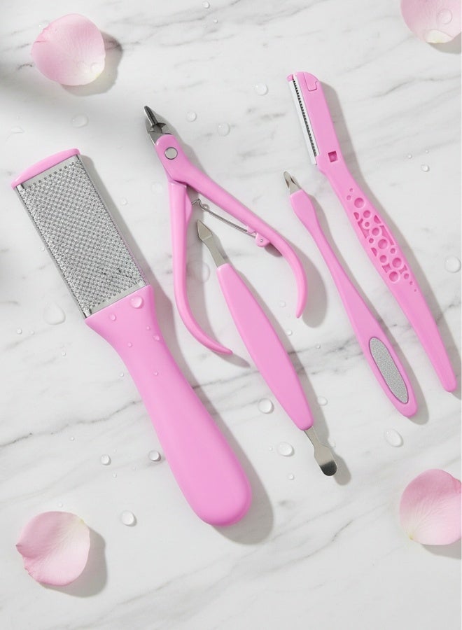 4-in-1 Professional Manicure and Pedicure Nail Care Kit for Women – Nail Clipper, Cuticle Pusher, Double-Sided Nail File and Soft Nail Buffer – Portable Grooming Tools for Home, Travel and Salon Use – High-Quality Safe Nail Trimming Set for Shaping, Smoothing and Polishing Nails for Clean, Elegant and Healthy Nail Care - Image 1