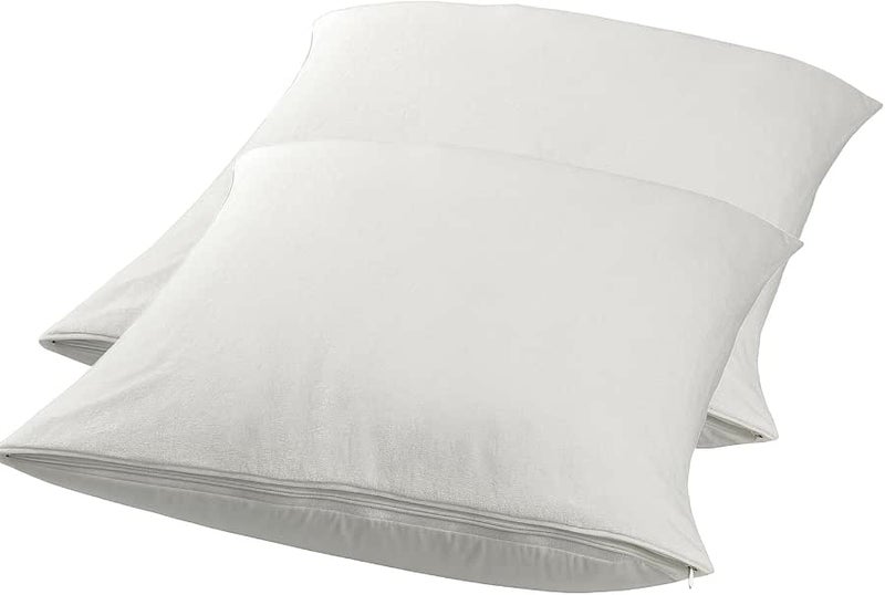 Waterproof Pillow Protector Cover with PVC Barrier, Dust-Resistant, White