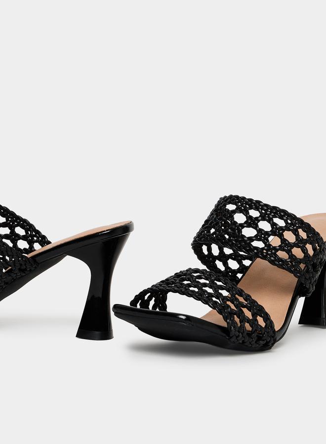 Take Two Black Woven Braided Sandals - Image 3