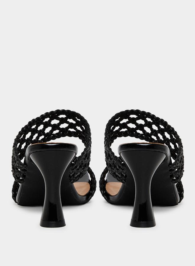 Take Two Black Woven Braided Sandals - Image 4