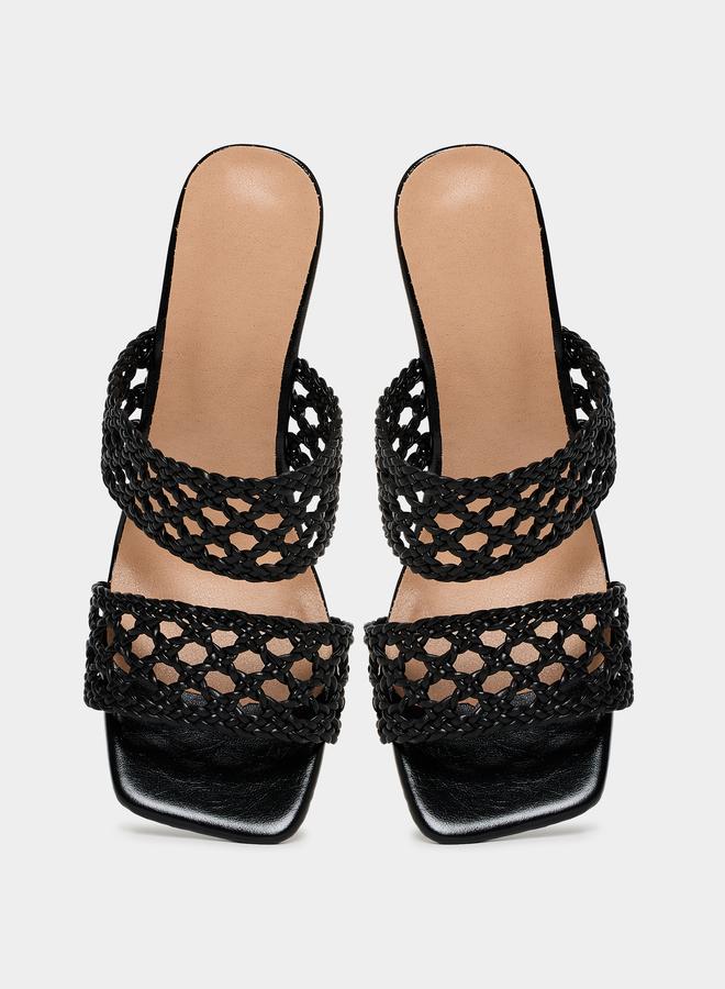 Take Two Black Woven Braided Sandals - Image 5