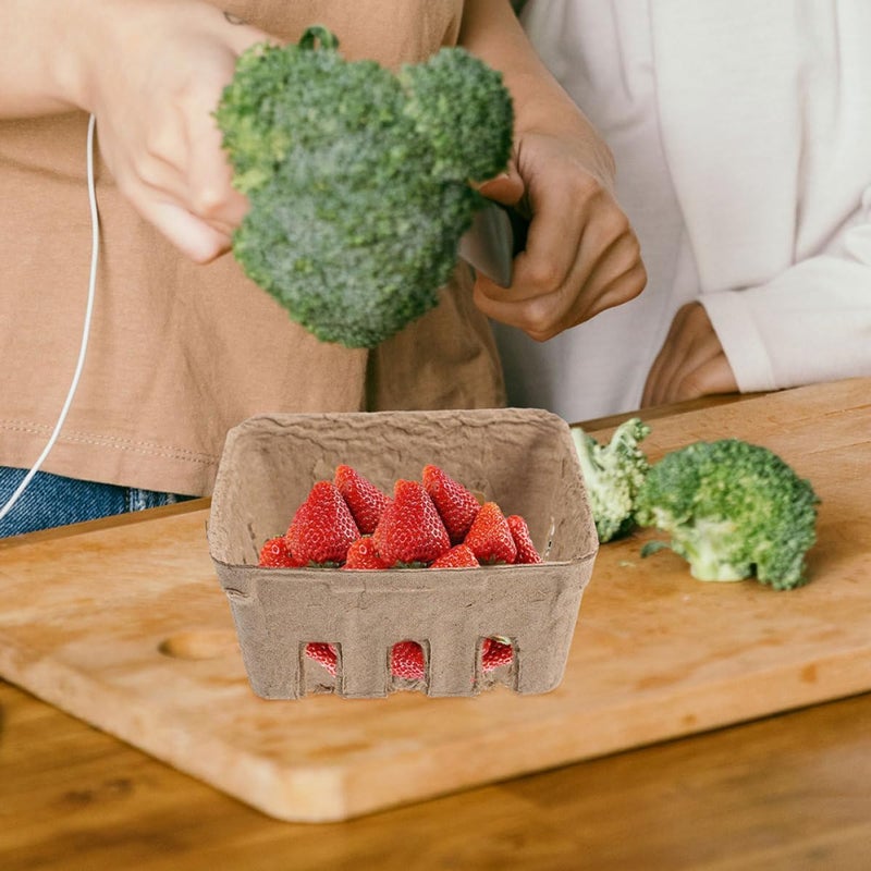 Biodegradable Paper Pulp Berry Basket for Blueberries and Strawberries, 40pcs Fruit Storage Tray with Ventilation for Kitchen and Household Use - Image 4