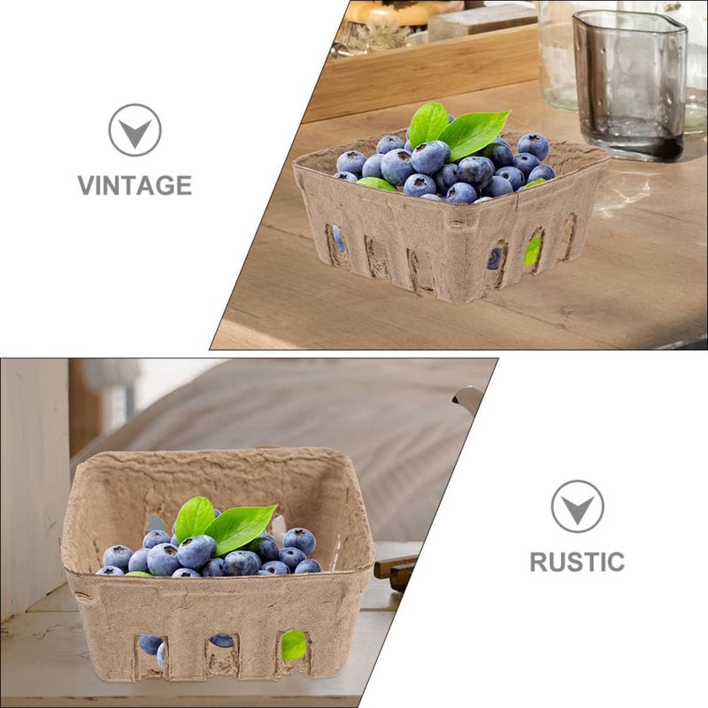 Biodegradable Paper Pulp Berry Basket for Blueberries and Strawberries, 40pcs Fruit Storage Tray with Ventilation for Kitchen and Household Use - Image 3