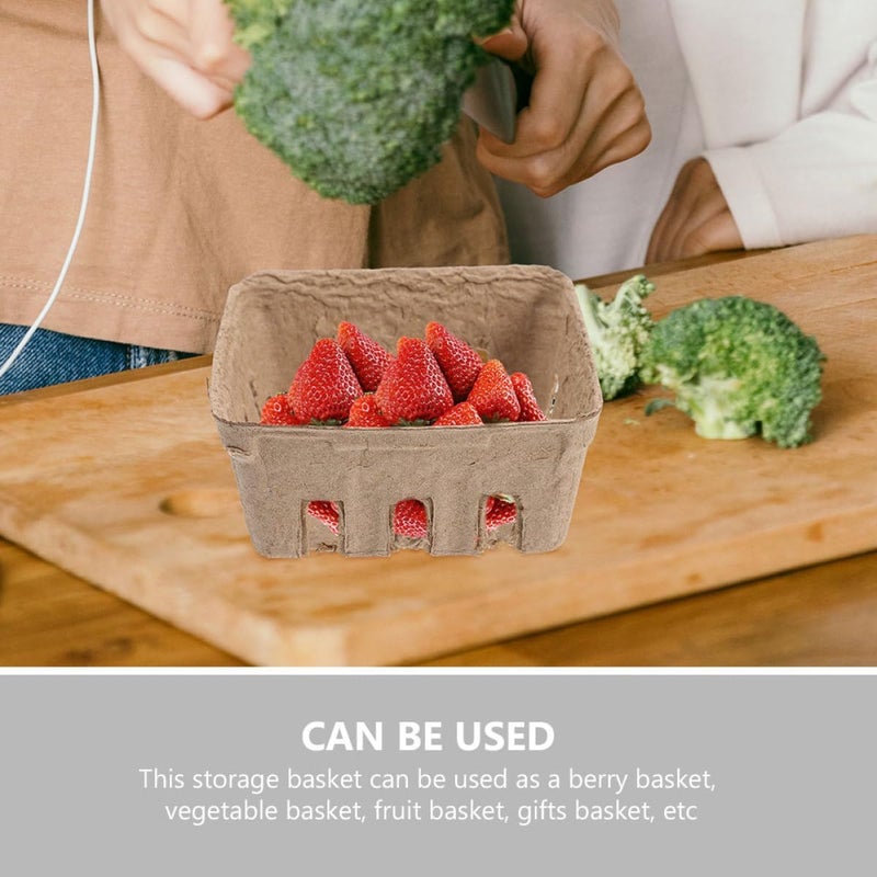 Biodegradable Paper Pulp Berry Basket for Blueberries and Strawberries, 40pcs Fruit Storage Tray with Ventilation for Kitchen and Household Use - Image 5