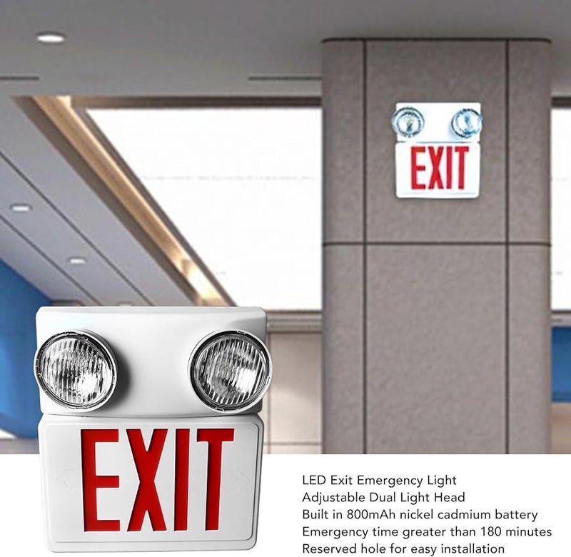 Emergency Exit Light LED Adjustable Head US Plug 85 265V for Office Hotel Hospital - Image 3