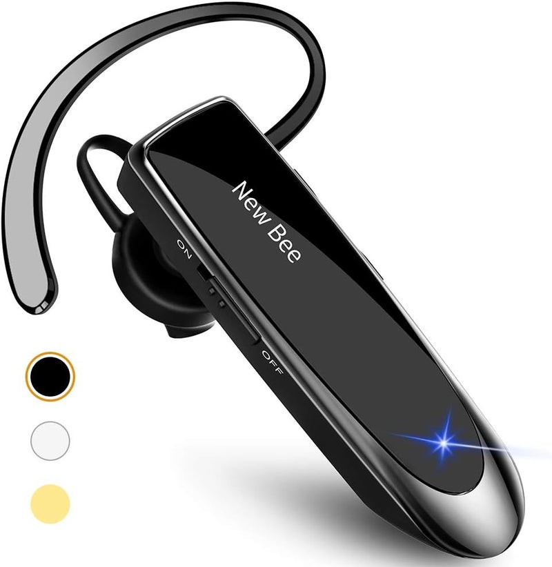 New Bee Bluetooth Earpiece V5.0 Wireless Handsfree Headset with Microphone 24 Hrs Driving Headset 60 Days Standby Time for iPhone Android Samsung Laptop Trucker Driver (Black) - Image 1