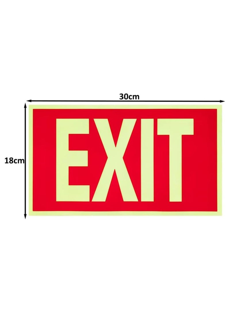 Rubik علامات الخروج 6 عبوات، ملصق فينيل ذاتي اللصق يتوهج في الظلام للمكاتب، الممرات، السلالم ومخارج الطوارئ، 30 × 18 سم، أصفر/أحمر - Image 3