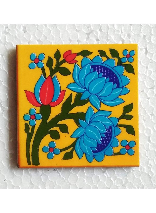 Shiv Kripa Blue Pottery Decorative Multi Patterned Ceramic 4 x 4 inch Tiles (Pack of 6 Tiles) - Image 3