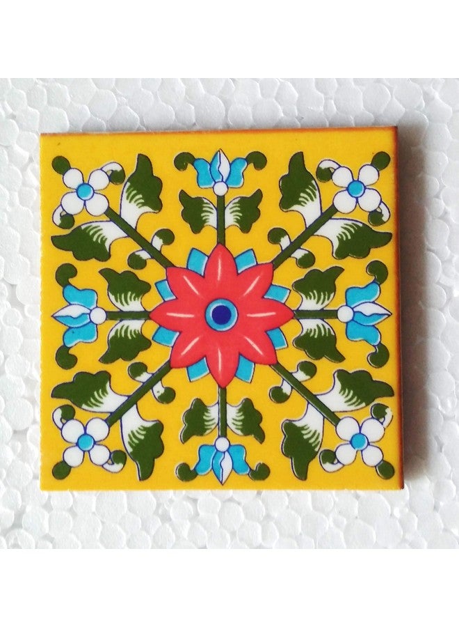 Shiv Kripa Blue Pottery Decorative Multi Patterned Ceramic 4 x 4 inch Tiles (Pack of 6 Tiles) - Image 5