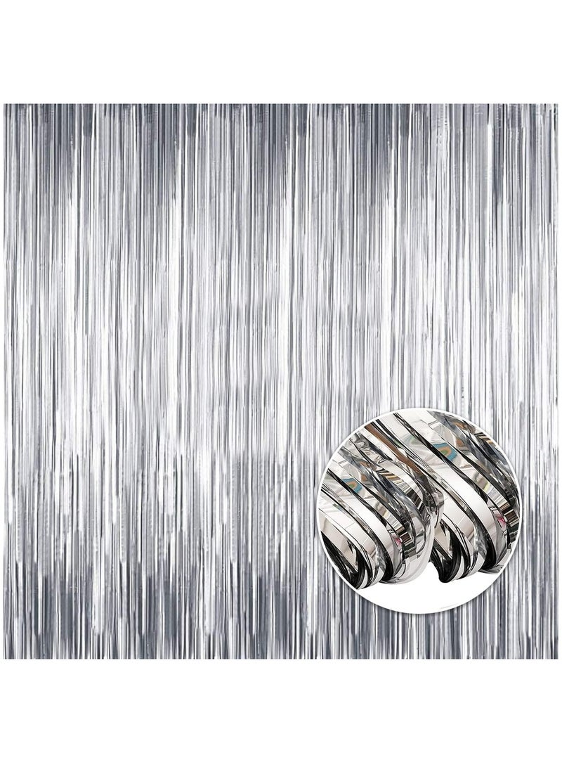 Silver Foil Backdrop 2m Length 1m Width Glitter Foil Backdrop for Wedding Birthday Baby Shower Party Decoration - Image 1