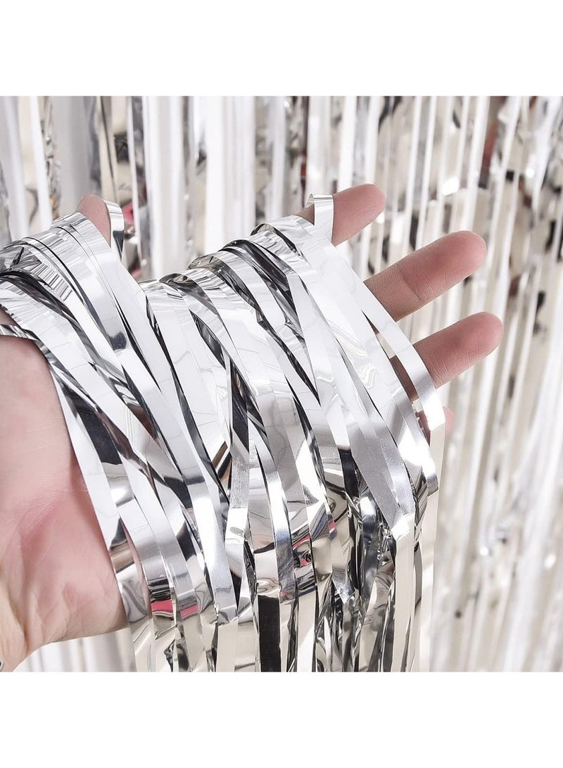 Silver Foil Backdrop 2m Length 1m Width Glitter Foil Backdrop for Wedding Birthday Baby Shower Party Decoration - Image 2