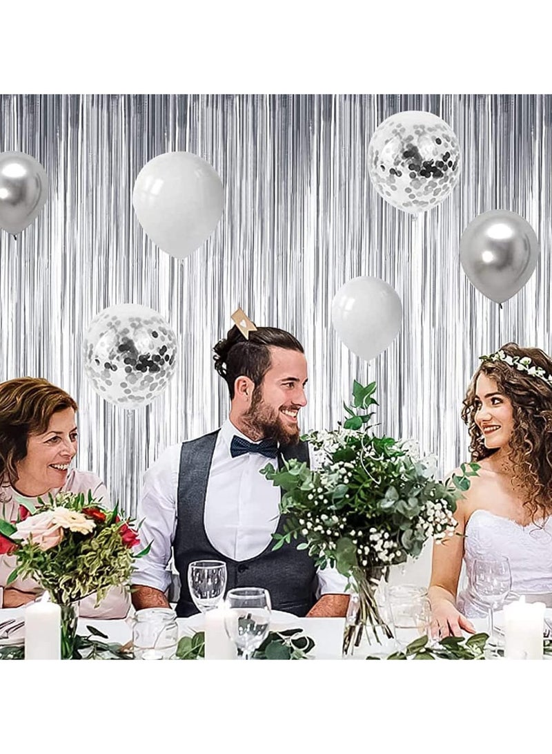 Silver Foil Backdrop 2m Length 1m Width Glitter Foil Backdrop for Wedding Birthday Baby Shower Party Decoration - Image 3