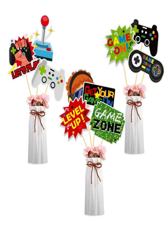 MOAXMOA 30 Pieces Video Game Gaming Party Table Toppers, Funny Game Zone Centerpieces Sticks Table Decorations Game On Birthday Party Decor Photo Booth Props for Boys Birthday Party Favors - Image 1