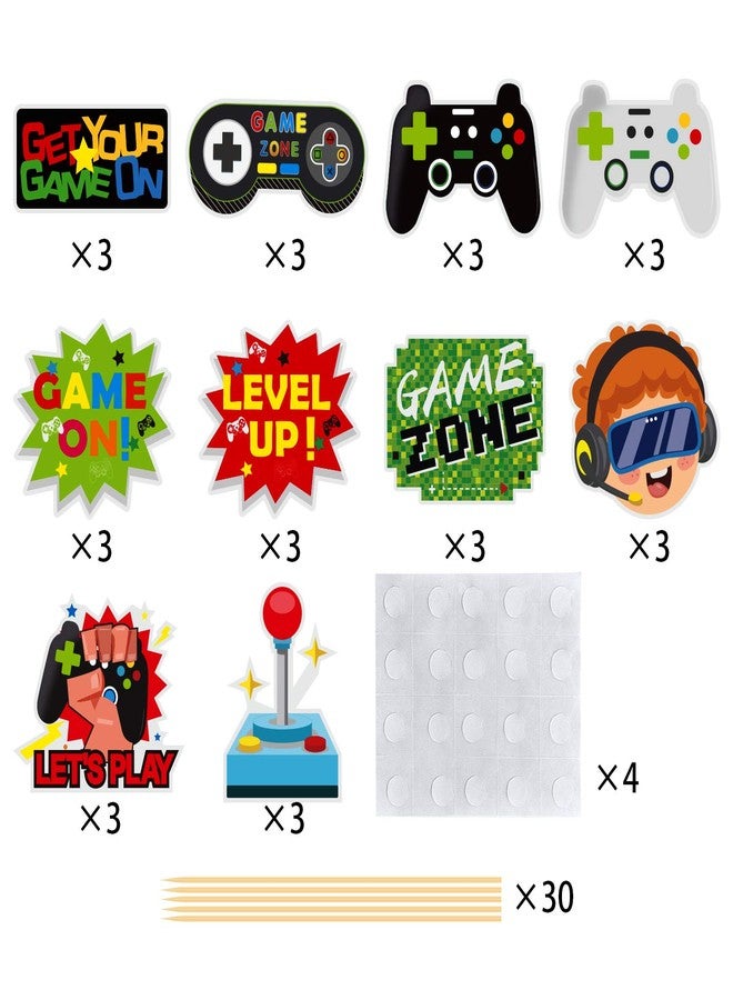 MOAXMOA 30 Pieces Video Game Gaming Party Table Toppers, Funny Game Zone Centerpieces Sticks Table Decorations Game On Birthday Party Decor Photo Booth Props for Boys Birthday Party Favors - Image 4
