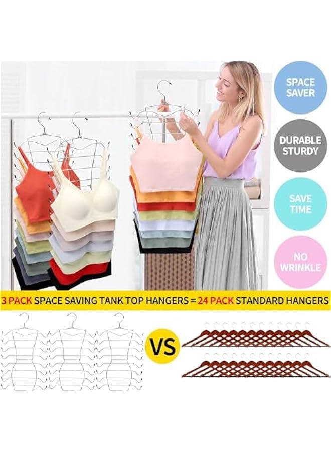 MIXDE 3 Pack Closet Organizer and Storage - 8 Tier Tank-Top-Hanger, Bra Organizer, Hangers Space Saving, Dorm Room Essentials for College Students Girls, Apartment Essentials Storage and Organization - Image 5