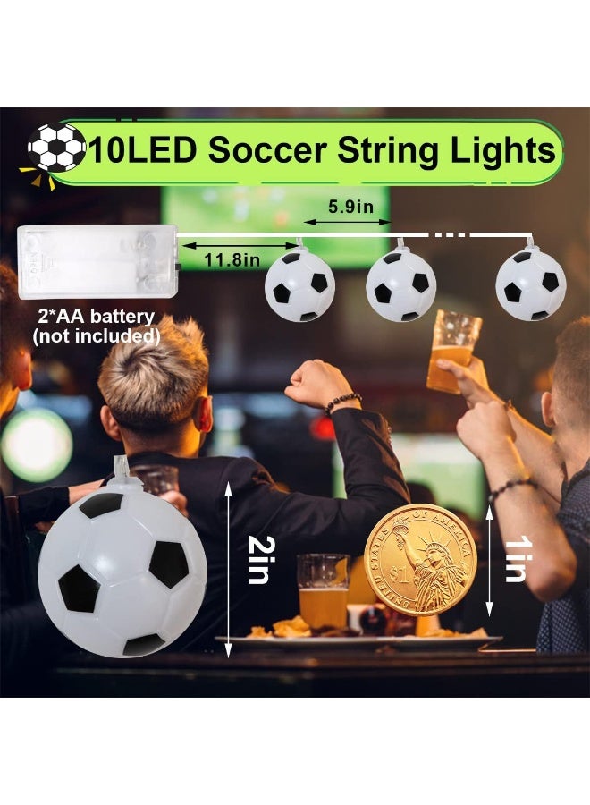 Soccer Decorations String Lights, Timer Battery Operated 5.5ft 10LED Room Decor,Soccer Ball Ornaments for Christmas Tree, Bedroom, Sports Theme Party Favors, Christmas Gift - Image 2