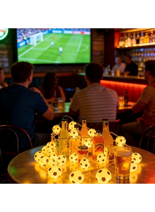 Soccer Decorations String Lights, Timer Battery Operated 5.5ft 10LED Room Decor,Soccer Ball Ornaments for Christmas Tree, Bedroom, Sports Theme Party Favors, Christmas Gift - Image 3
