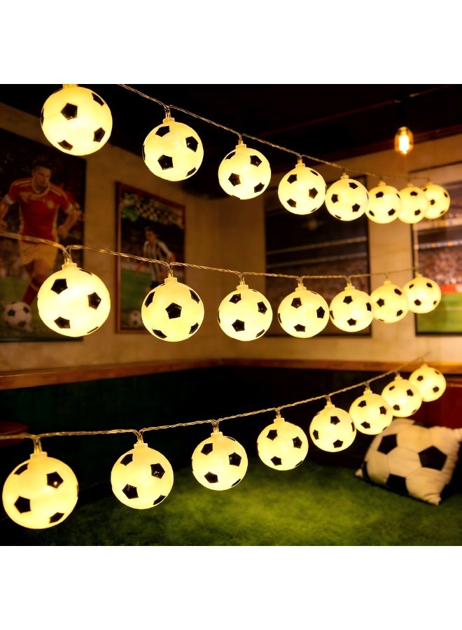 Soccer Decorations String Lights, Timer Battery Operated 5.5ft 10LED Room Decor,Soccer Ball Ornaments for Christmas Tree, Bedroom, Sports Theme Party Favors, Christmas Gift - Image 1