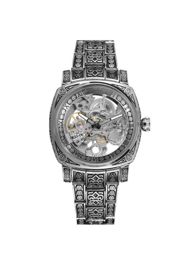 فورسينينج ساعة رجالية ميكانيكية أوتوماتيكية كلاسيكية بهيكل عظمي محفور - Image 5