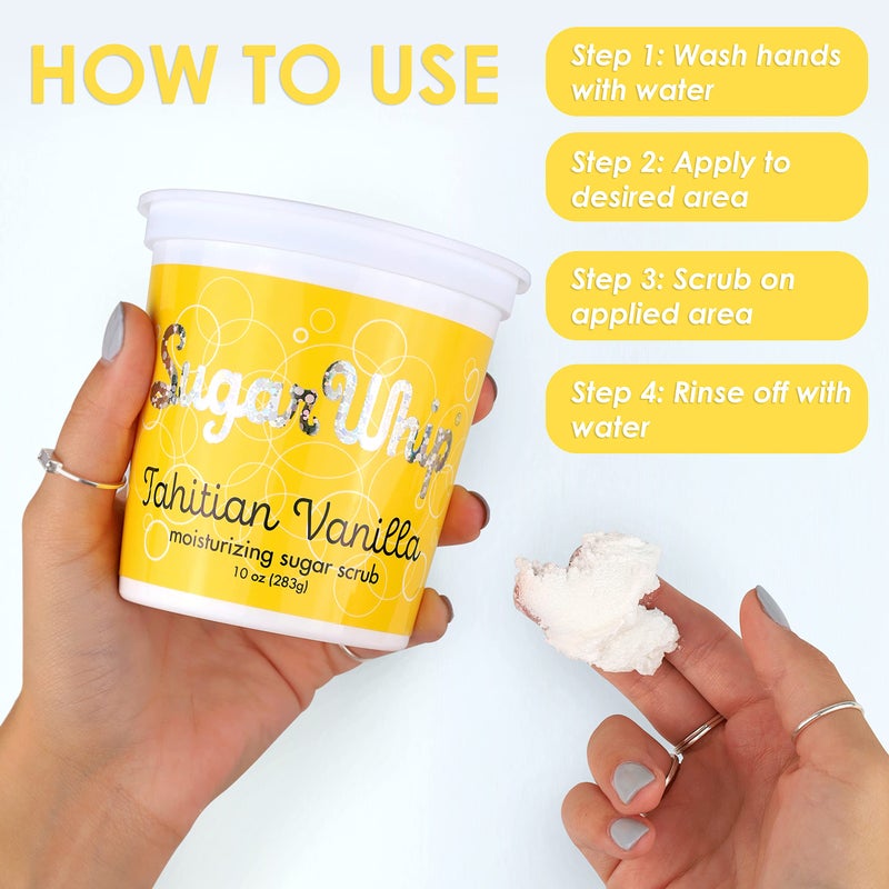 Primal Elements Sugar Scrub, Exfoliating Sugar Whip, Face and Body Cleanser, Moisturizer, Tahitian Vanilla, 10 oz Package - Image 5