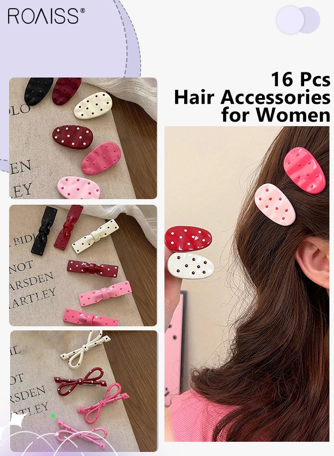roaiss 16 Pcs Cute Hair Pins for Women, Colorful Dot Hairpins Suitable for Forehead Modification, Side Cheek Hair Clips Elegant and Simple Hair Accessories - Image 1