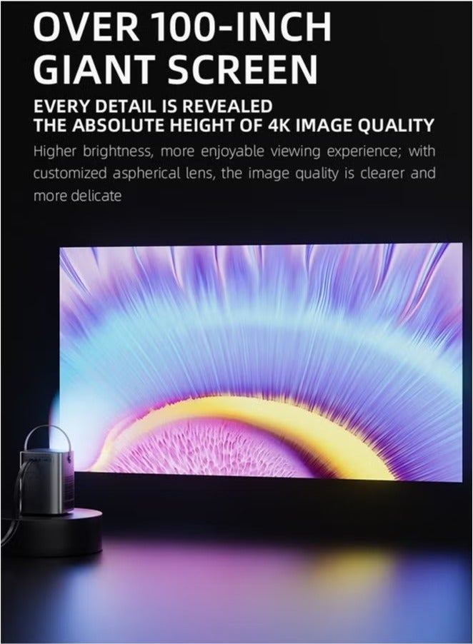 TIGER Smart 5G Portable Projector HY6 – Full HD 1080P, 4K Video Support, Android 9 System, Built-in WiFi 2.4G/5G, Bluetooth 5.0, Auto Keystone Correction, HDMI USB Connectivity, HIFI Stereo Sound, 2GB RAM + 32GB Storage, 25-150” Display for Home Theater, Outdoor Movies, Presentations  - Image 3