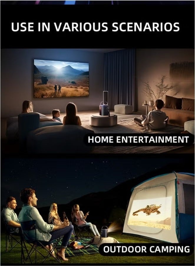 TIGER Smart 5G Portable Projector HY6 – Full HD 1080P, 4K Video Support, Android 9 System, Built-in WiFi 2.4G/5G, Bluetooth 5.0, Auto Keystone Correction, HDMI USB Connectivity, HIFI Stereo Sound, 2GB RAM + 32GB Storage, 25-150” Display for Home Theater, Outdoor Movies, Presentations  - Image 4