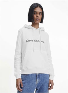 Calvin Klein Jeans Women's Institutional Logo Hoodie - Cotton, White  - Image 1
