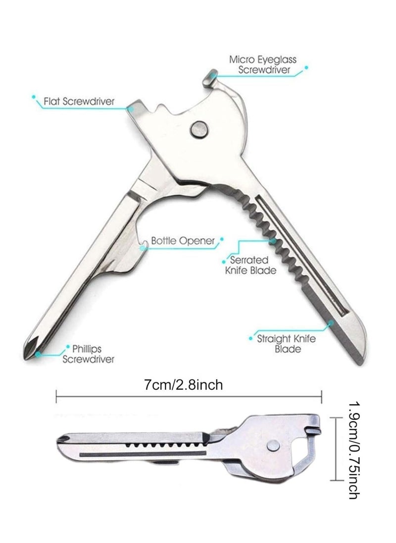 Generic 6 In 1 Keychain Outdoor Folding Mini Pocket Multitool Key Shape Bottle Opener Screwdriver Serrated Blade Survival Escape Tool  - Image 1