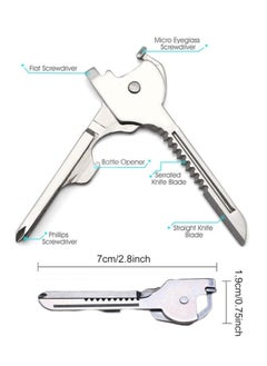 Generic 6 In 1 Keychain Outdoor Folding Mini Pocket Multitool Key Shape Bottle Opener Screwdriver Serrated Blade Survival Escape Tool  - Image 1