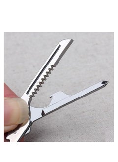 Generic 6 In 1 Keychain Outdoor Folding Mini Pocket Multitool Key Shape Bottle Opener Screwdriver Serrated Blade Survival Escape Tool  - Image 5