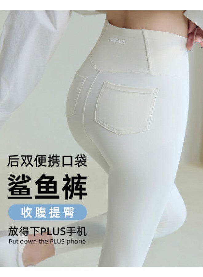 Modal Spring/Summer Wearable Sports Elastic High-Waist Tummy Control Slimming Shark Leggings For Women - Image 1