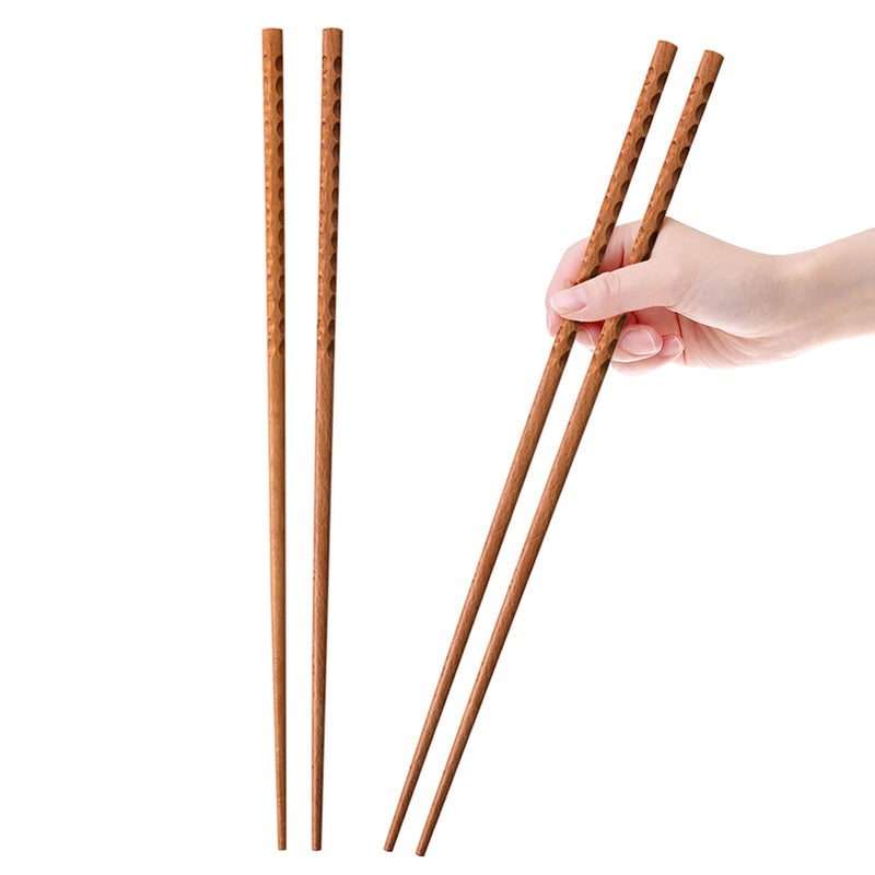 Rockhouse 16.5 Inches Cooking Chopsticks, 2 Pairs Wooden Long Chop Sticks Reusable for Noodles Frying Hotpot, Japanese Extra Long Anti-Slip Chopsticks - Image 1