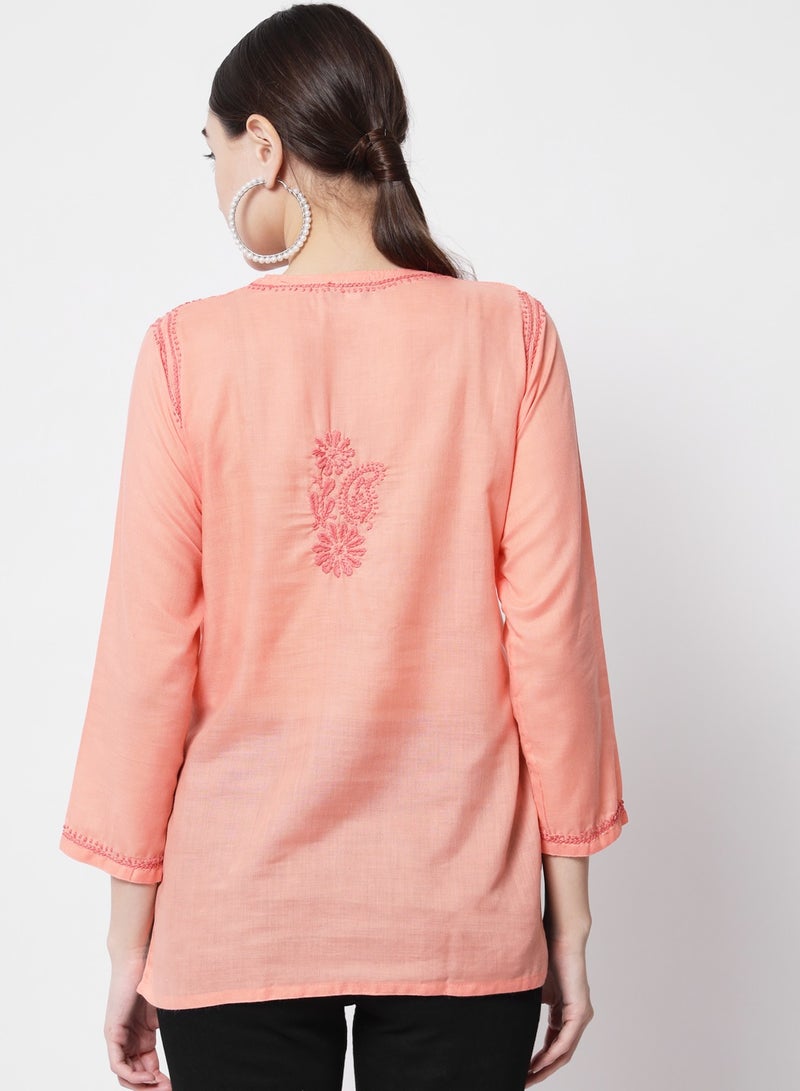 Alaya Hand Embroidered Chikankari Cotton Kurti-AL3405 - Image 2