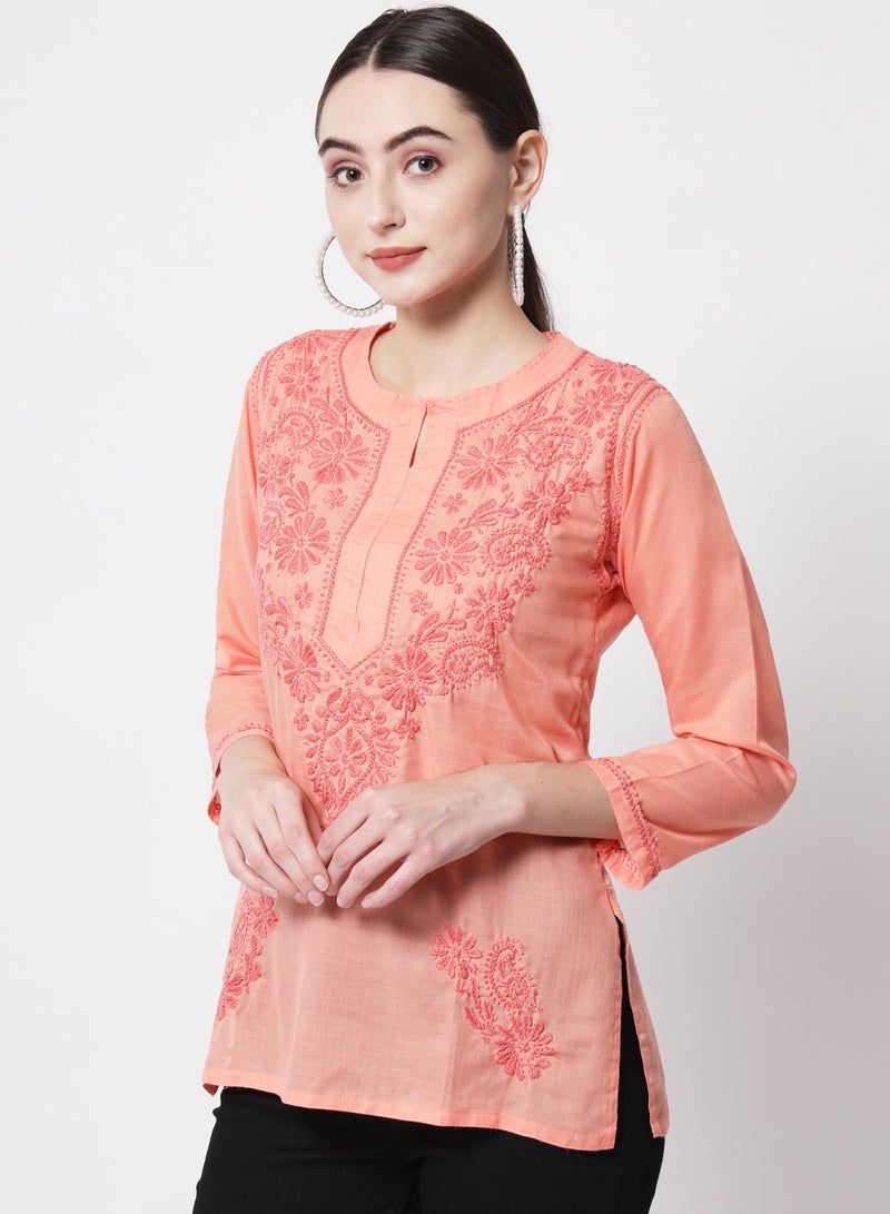 Alaya Hand Embroidered Chikankari Cotton Kurti-AL3405 - Image 3