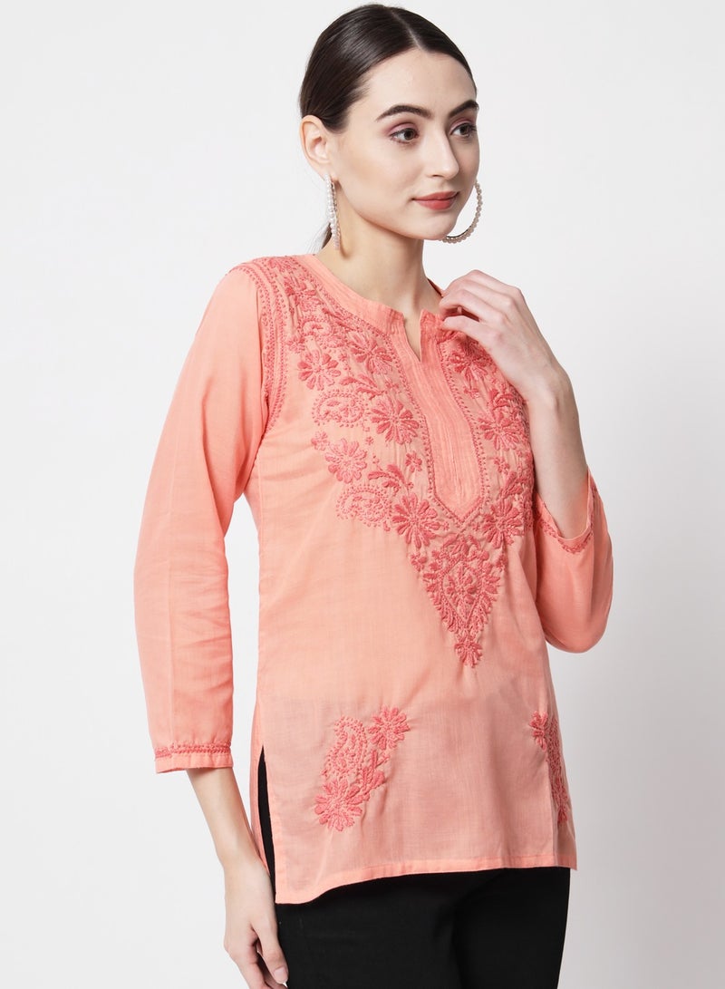 Alaya Hand Embroidered Chikankari Cotton Kurti-AL3405 - Image 4