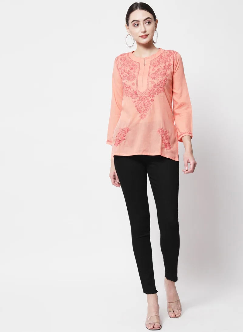 Alaya Hand Embroidered Chikankari Cotton Kurti-AL3405