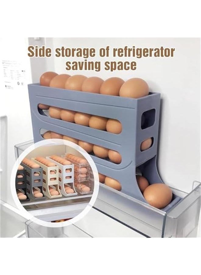 HOOKOR 2 Pcs Egg Holder for Fridge, 4-Layer Automatic Egg Rolling Dispenser, Holds 30 Eggs Simultaneously, Space Saving Egg Tray for Refrigerator, Works In The Kitchen, Cabinets (White-2pcs)  - Image 5