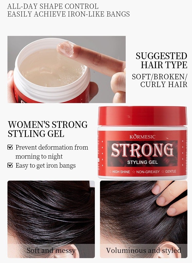 Kormesic Strong Hold Styling Gel for Women 140g - Firm & Long-Lasting - Image 3