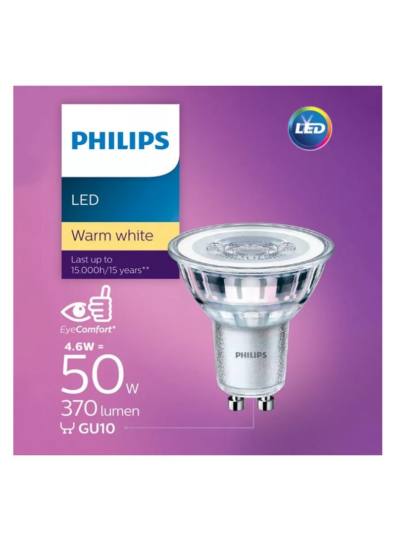 Philips LED Bulb Spot Light , Warm White, GU10 Eye Comfort, 4.6w, 370Lumen, Last Up To 15000H - Image 1