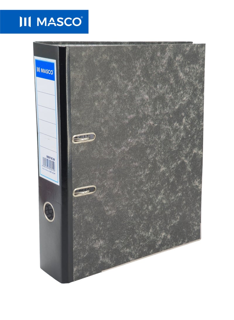 ماسكو ملف علبة رافعة A4 بسعة 8 سم مع رافع أوراق، كرتون مضغوط أسود - Image 1