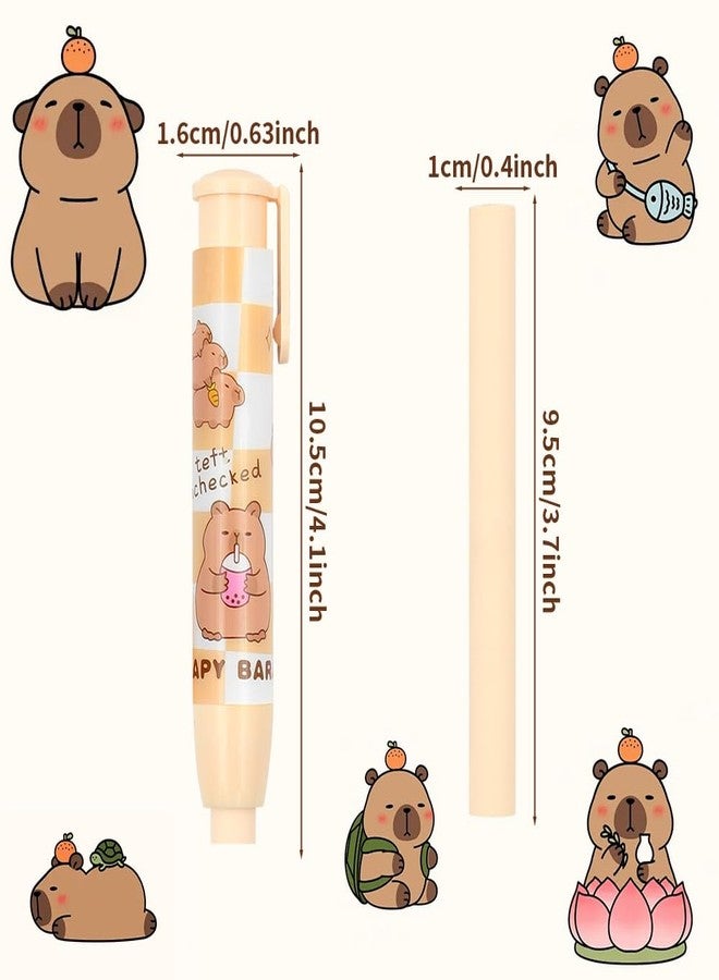 Geluode Capybara Retractable Erasers, 6 PCS Cute Rubber, Press Rubber Eraser, Pencil Erasers Cute Erasers for Kids Boys Girls Students Capybara Lovers Office School Supply Stationery - Image 2