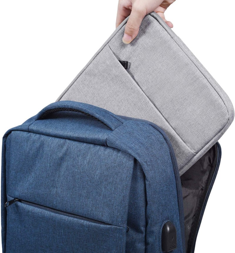 Laptop Sleeve Bag Compatible with Macbook Neo 13/13.6/14 inch MacBook Air Mac Pro M1 To M5 Surface Lenovo Dell HP Computer Bag Accessories Polyester Case with Pocket,13/14 inch Black (NAVY BLUE) - Image 2