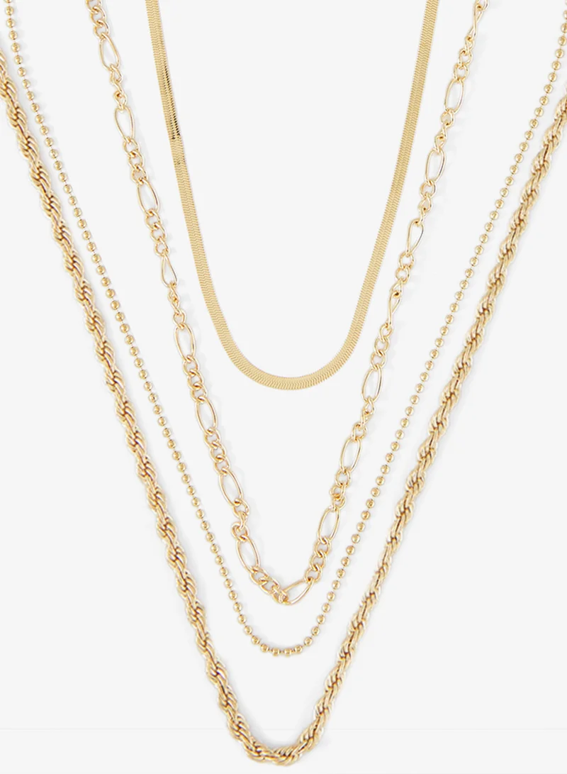 Ginger Multi layered Heart Chain Necklace