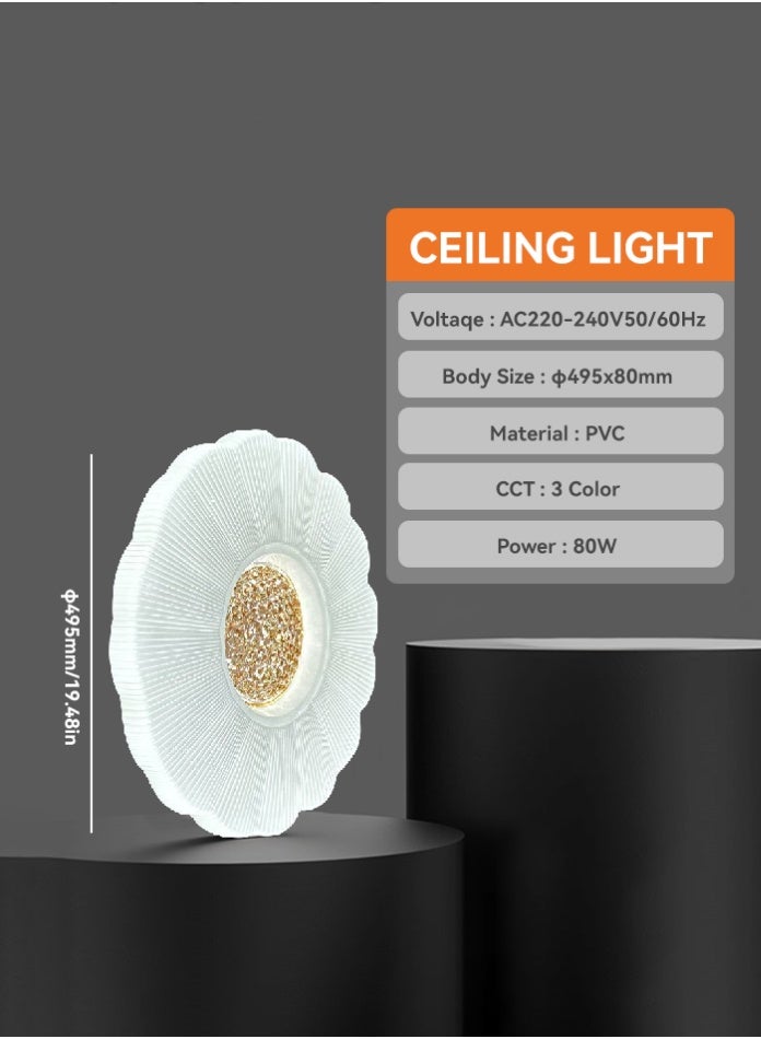 MODI Modern LED Ceiling Light 80W, 3 Color Changing Flush Mount Fixture, 6000LM Super Bright, Round PVC Ceiling Lamp for Bedroom, Living Room, Kitchen, Office Lighting - Image 5