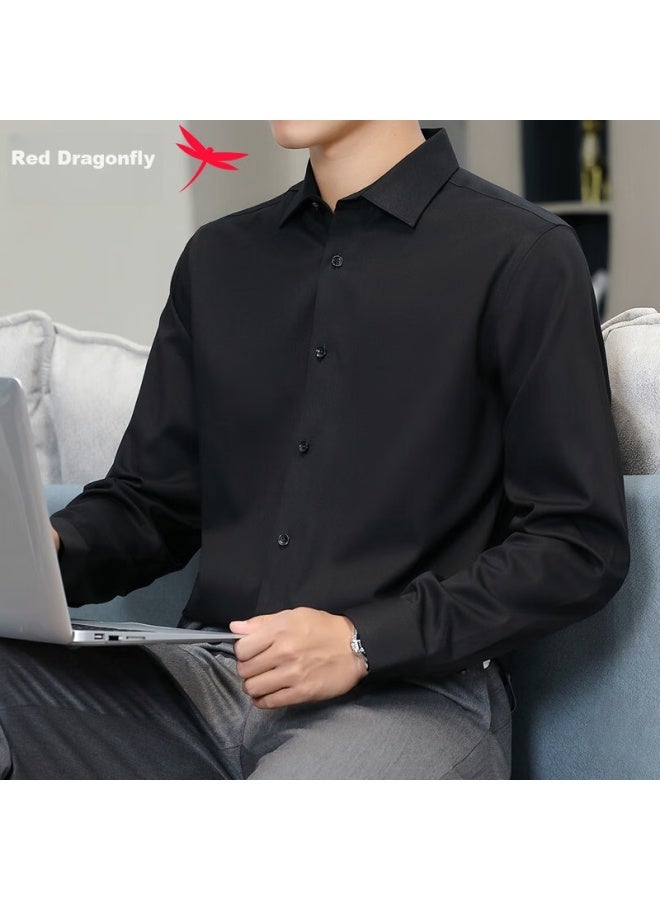 Red Dragonfly Men's Long-sleeve Shirt, Formal And Casual Wear, Comfortable Bamboo Fiber, Simple Versatile Base Layer, Black, 3XL - Image 5