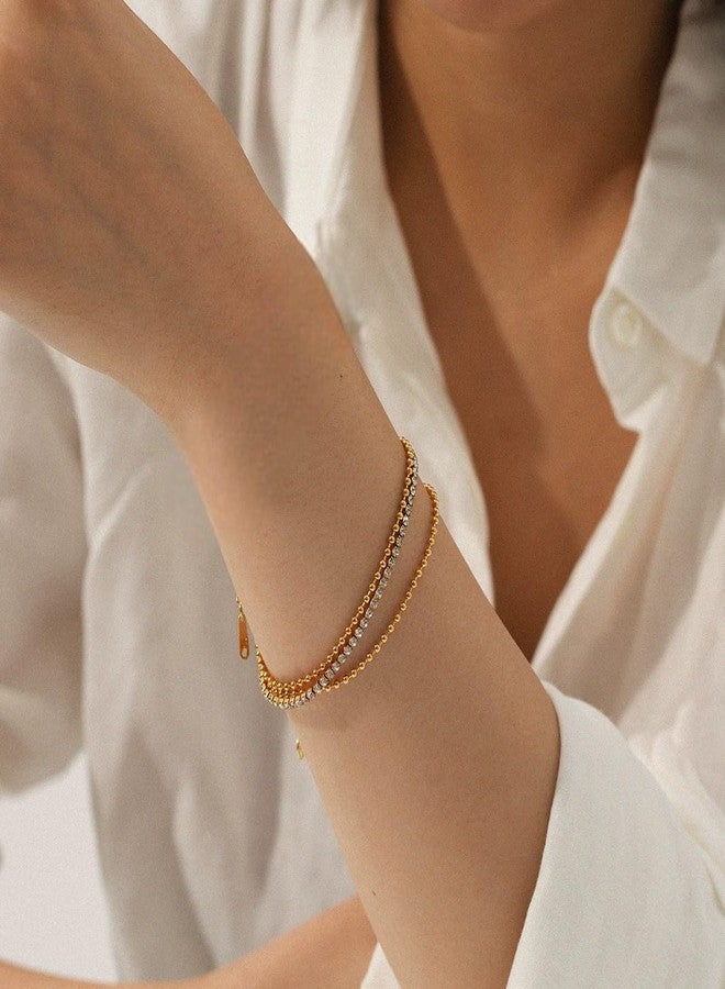 Aaishwarya 18K Gold Plated Zircon Layered Bracelet | Bracelets for Women and Girls | Anti-Tarnish Jewels | Minimal Dainty Jewelry | Stylish Party Accessory | Bracelets for Vacation - Image 5