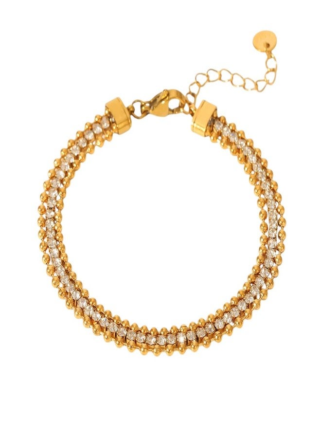 Aaishwarya 18K Gold Plated Zircon Layered Bracelet | Bracelets for Women and Girls | Anti-Tarnish Jewels | Minimal Dainty Jewelry | Stylish Party Accessory | Bracelets for Vacation - Image 1